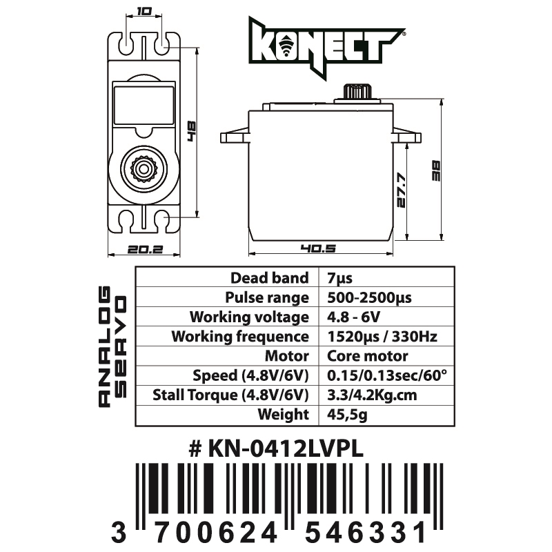 Servo Konect 4kg-012s pignons plastique 