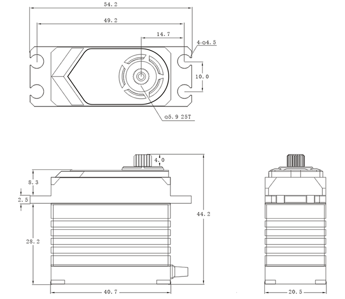 SRT T75 Brushless Servo HV CNC Alu 60.0kg/0.14sec 7.4V