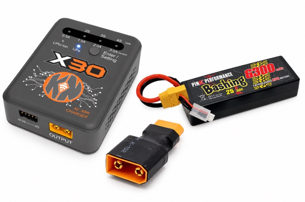 MULTI-CHARGEUR AC 30W Konect X30 + Batterie Lipo 7.4V 6300 mah 50C 