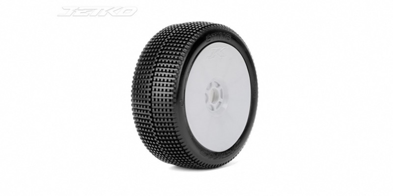 PNEUS BUGGY 1:8 STING SOFT SUR JANTES blanches - JETKO JK1001SGW