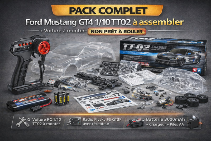 Tamiya Ford Mustang GT4 TT02 en kit complet 58664