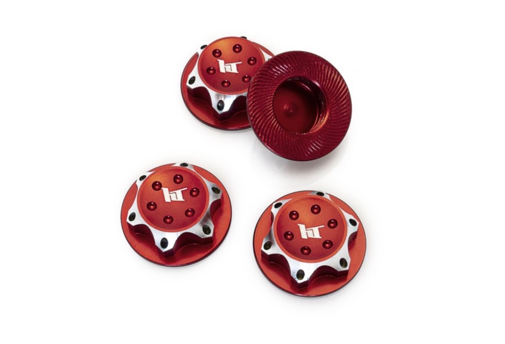 HOBBYTECH HTR-1910004 – Écrous de roues borgne aluminium 17 mm rouge pour voiture RC