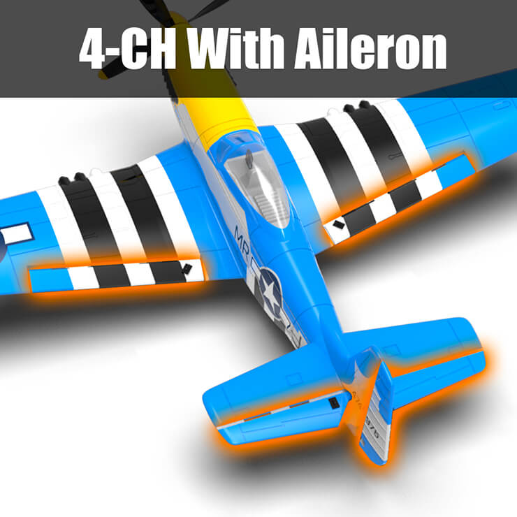 VOLANTEX P-51D MUSTANG V2 BLEU 4CH 400MM BRUSHED GYRO RTF