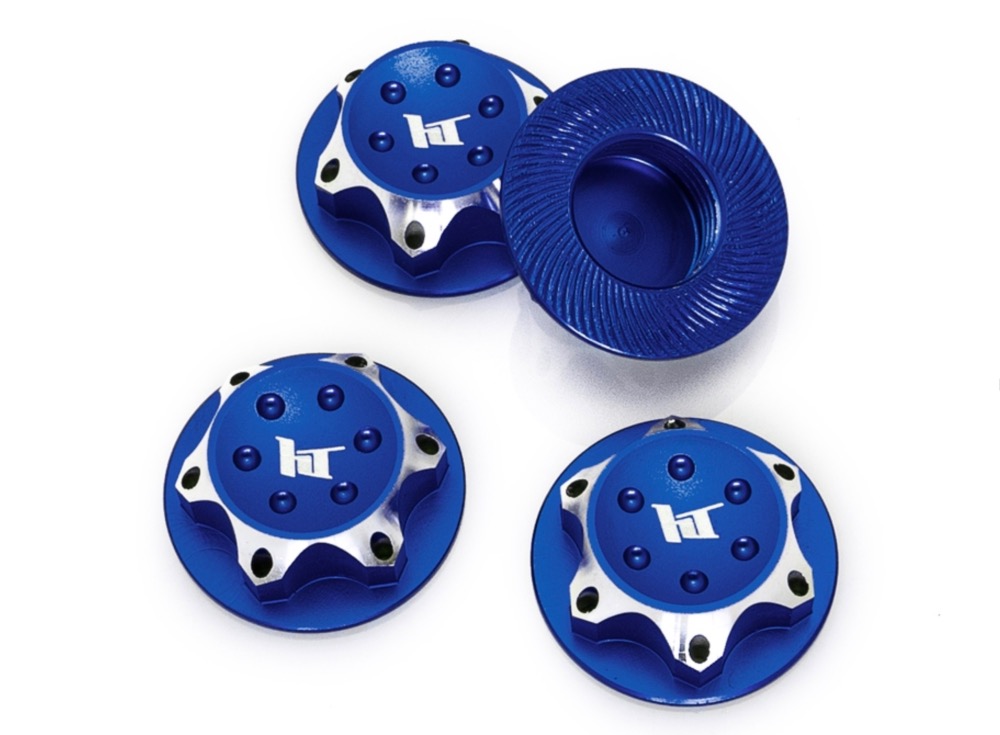 HOBBYTECH HTR-1910003 – Écrous de roues borgne aluminium 17 mm bleu pour voiture RC