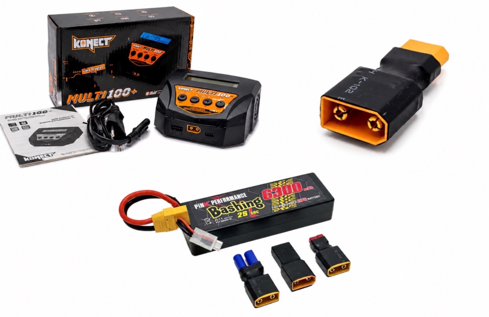 PACK eco Chargeur 10A 100W + Lipo 2S 6300 mah 50C