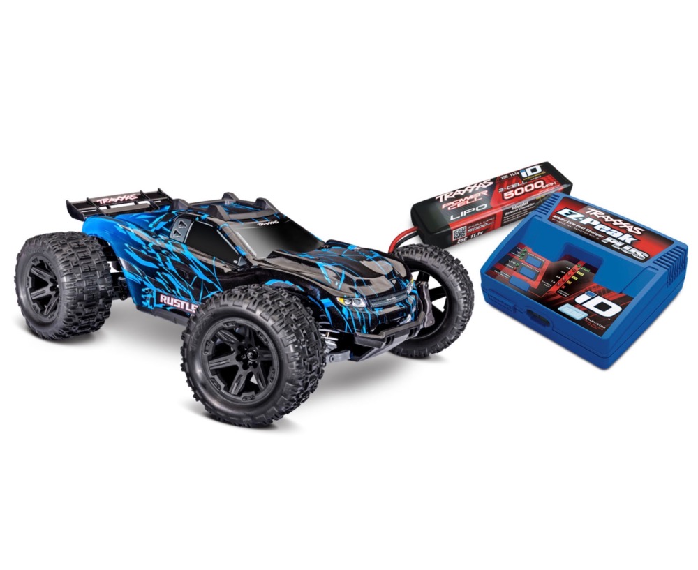 Traxxas Rustler 4X4 VX3 – stadium truck RC Brushless 1/10 RTR LIPO 3S CHARGEUR - BLEU