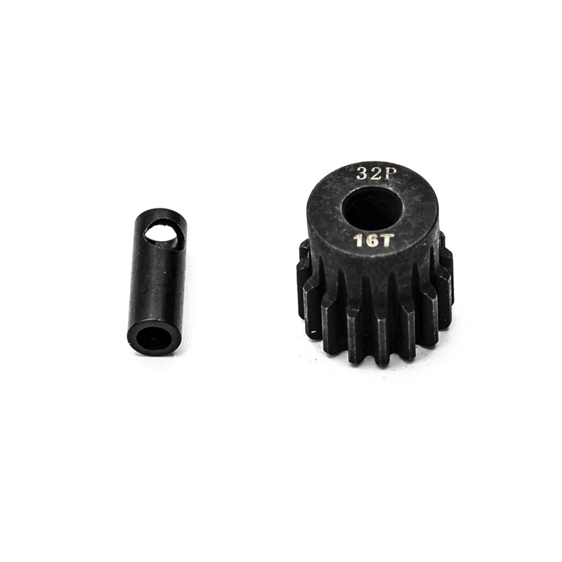 HOBBYTECH KN-183216 PIGNON MOTEUR 32DP Ø5MM + ADAPTATEUR 3,17MM 16 DENTS EN ACIER