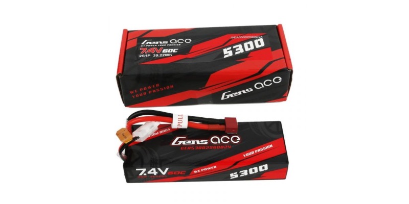 Gens ace Batterie LiPo 2S 7.4V-5300-60C (Deans)