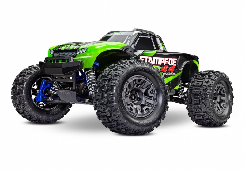 PACK ECO 100% RTR STAMPEDE 1/10 4X4 BRUSHLESS BL-2S VERT LIPO 2S 5800 MAH CHARGEUR TRAXXAS SAC OFFERT