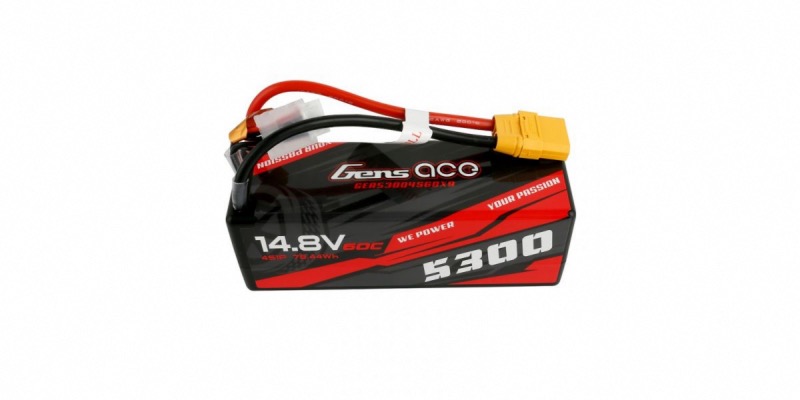 PACK ECO 2 x Gens ace Batterie LiPo 4S 14.8V-5300-60C (XT90)