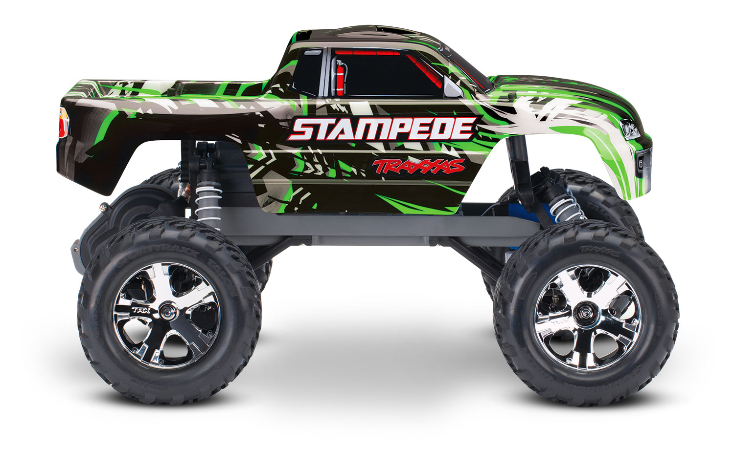 TRAXXAS STAMPEDE 4X2 BRUSHED VERT AVEC ACCUS / CHARGEUR