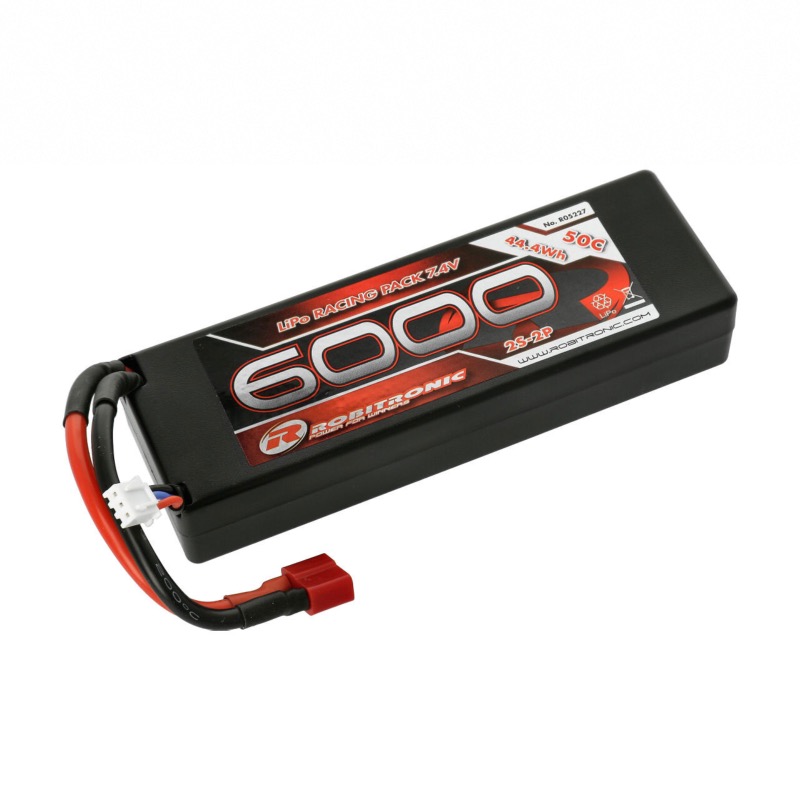 BATTERIE LIPO 2S 7.4V 6000 mah 50C DEANS robitronic