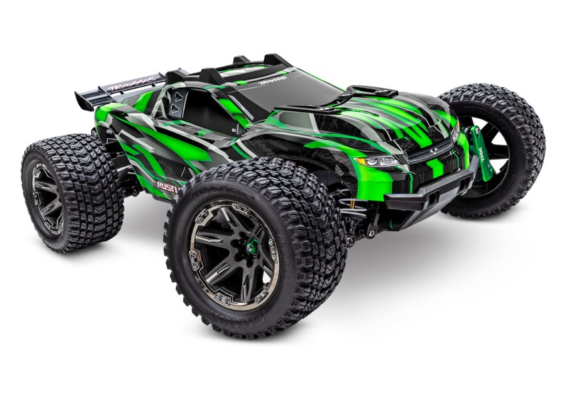 PACK ECO 100% RTR TRAXXAS RUSTLER ULTIMATE EDITION 4X4 (Vert) LIPO 3S CHARGEUR SAC OFFERT