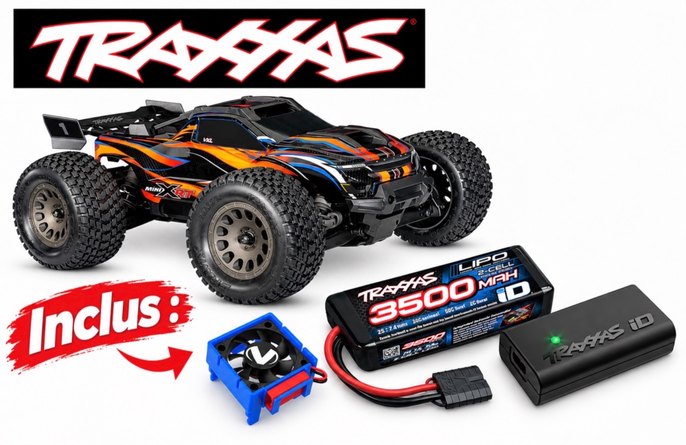 Traxxas Mini XRT 1/16 4x4 VXL 3S Brushless Orange RTR � Batterie 2S + Chargeur USB-C
