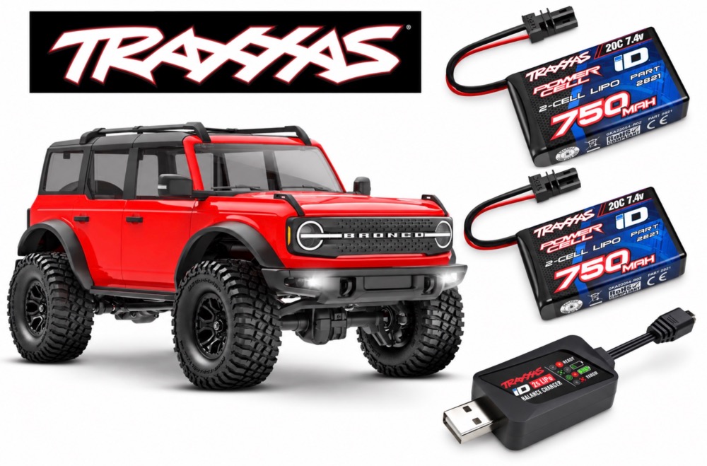 Traxxas TRX-4M Ford Bronco 1/18 4x4 RTR Rouge – PACK 2 LiPo 2S 750 mAh