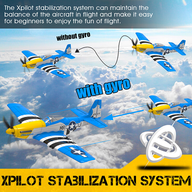 VOLANTEX P-51D MUSTANG V2 BLEU 4CH 400MM BRUSHED GYRO RTF