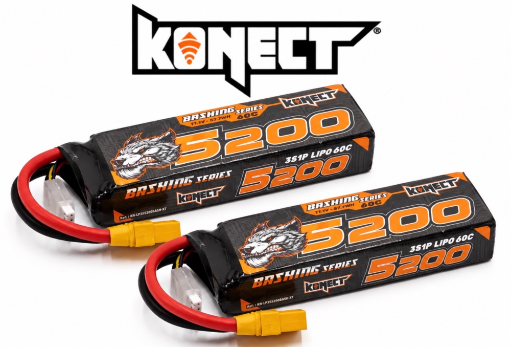 KONECT LIPO 5200 MAH 11.1V 60C - Bash XT60 PACK 2 BATTERIES