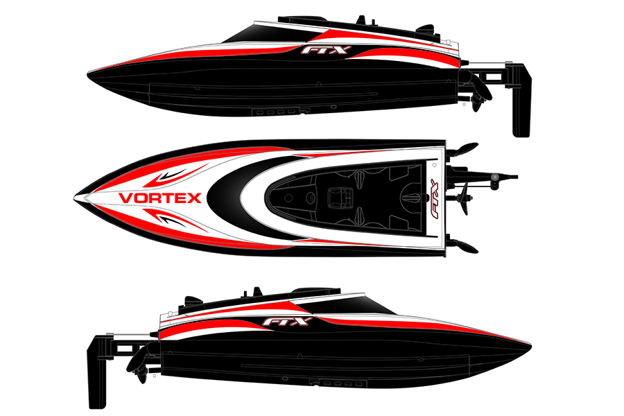 FTX VORTEX NOIR HIGH SPEED BATEAU RC 44CM 25 KM/H FTX0701