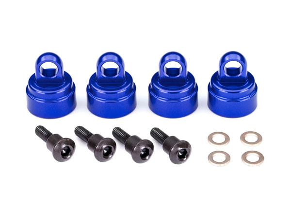 TRAXXAS 3767A BOUCHONS DAMORTISSEURS ALU ANODISE BLEU (4)