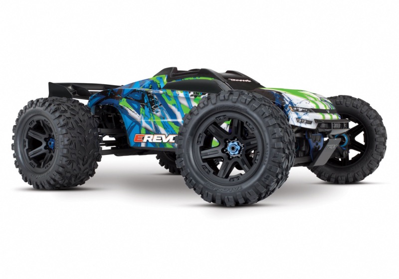 OFFRE SPÉCIALE TRAXXAS E-REVO - 4x4 - VERT - 1/10 BRUSHLESS - TSM - LIPO 6S ET CHARGEUR