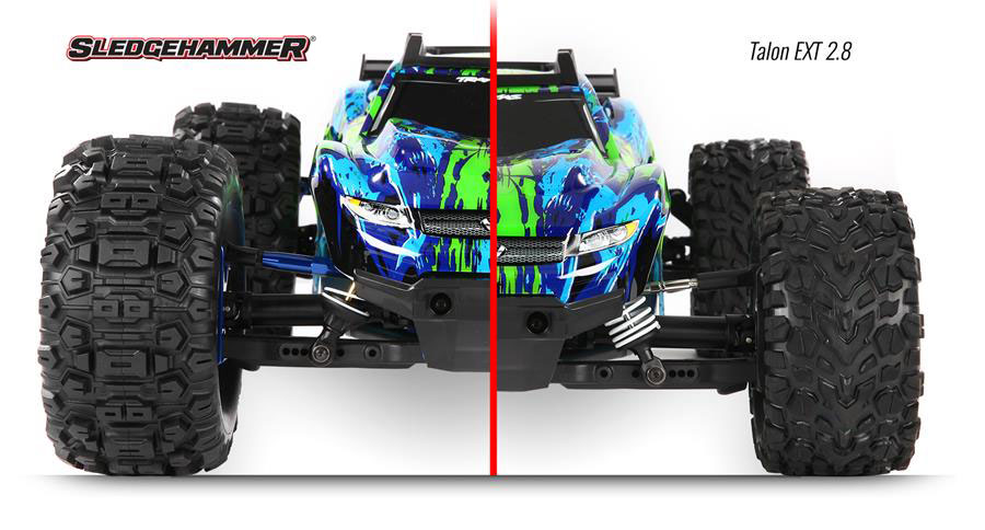 ROUES MONTEES COLLEES NOIRES SLEDGEHAMMER X2 TRAXXAS 6792