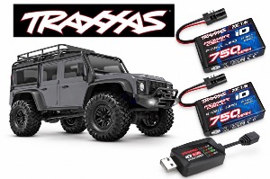 Traxxas TRX-4M Land Rover Defender 1/18 4x4 Gris + 2 Batteries LiPo 2S 750 mAh