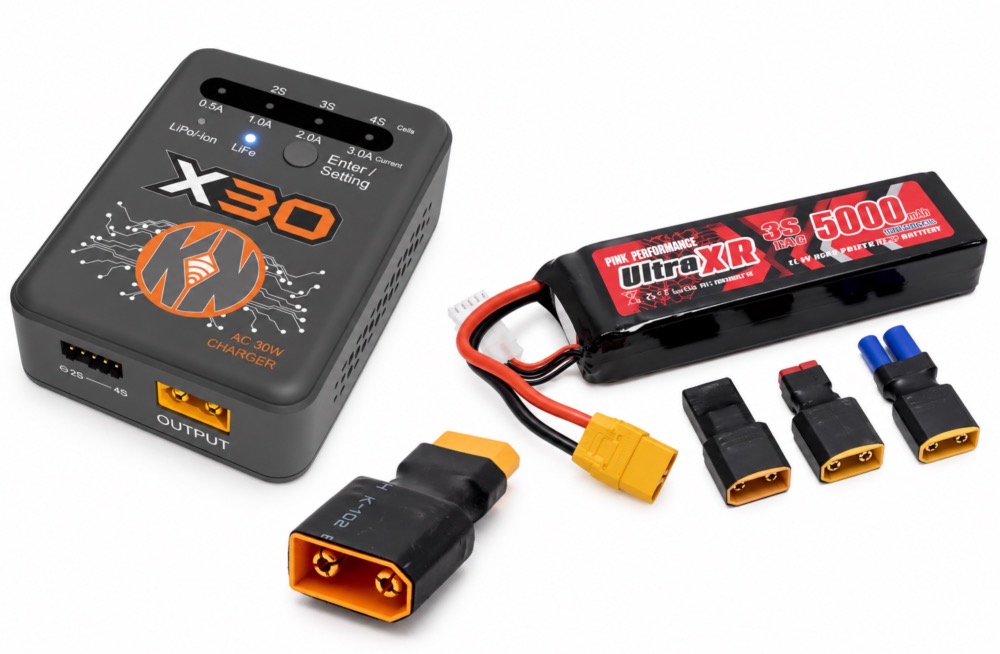 MULTI-CHARGEUR AC 30W Konect X30 + Batterie Lipo 11.1V 5000 mah 50C XT90