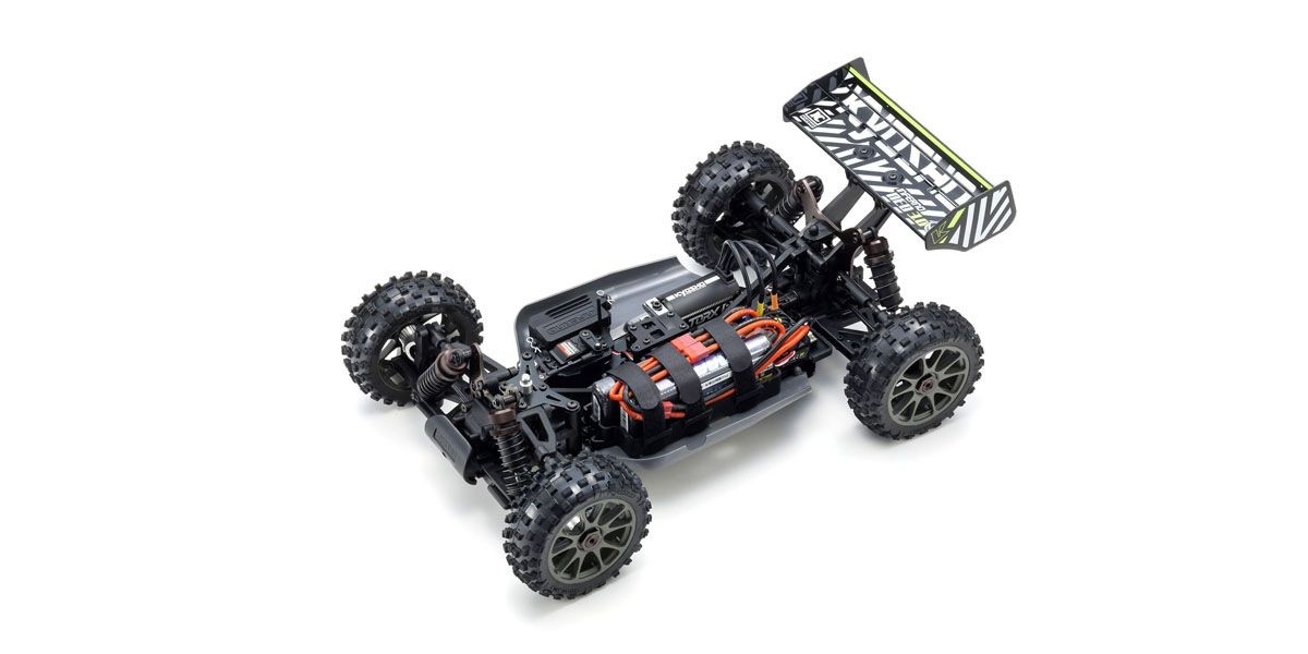 PACK ECO KYOSHO BUGGY INFERNO NEO 3.0 VE BRUSHLESS - VERT AVEC LIPO 4S CHARGEUR