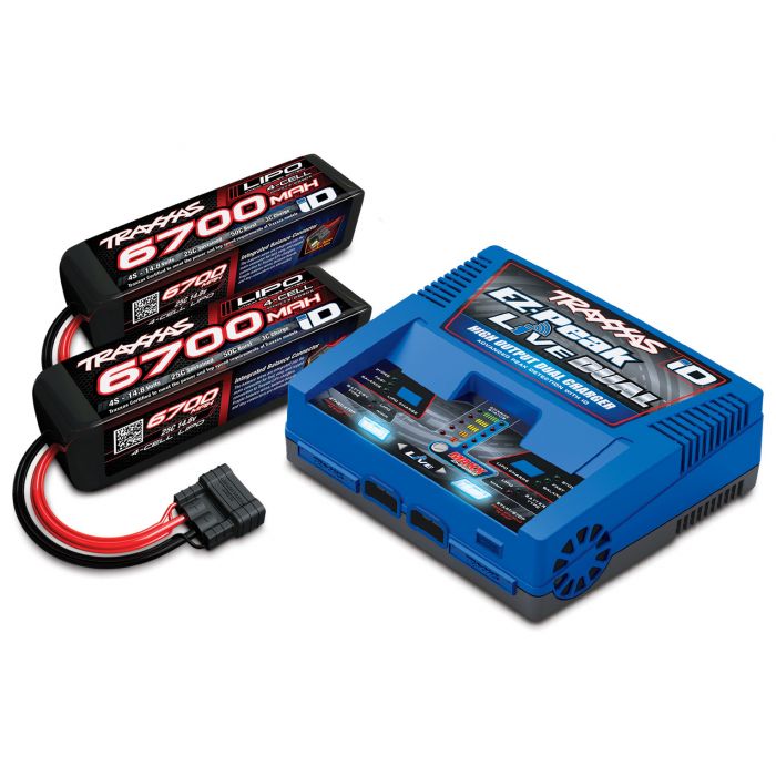 PACK 2 LIPO TRAXXAS 2890X 14,8V 6700MAH 4S 25C  iD MAXX / X-MAXX et XRT 8S AVEC CHARGEUR DOUBLE