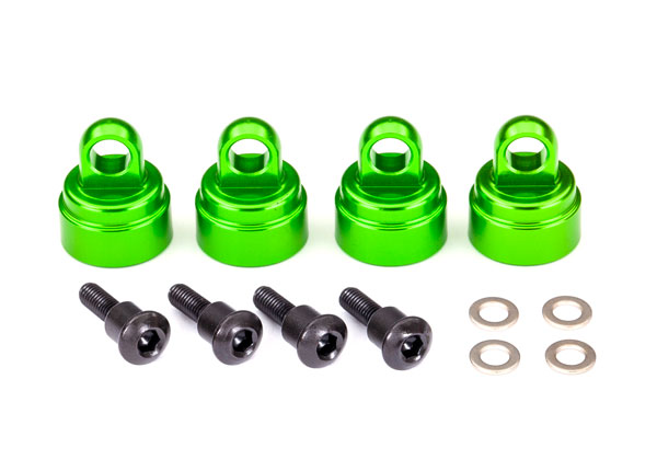 TRAXXAS 3767G BOUCHONS D’AMORTISSEURS ALU ANODISE VERT (4)