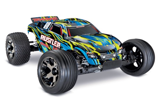 PACK ECO TRAXXAS RUSTLER VXL TSM - 4x2 - 1/10 BRUSHLESS - JAUNE AVEC AQ 2S & CHARGEUR