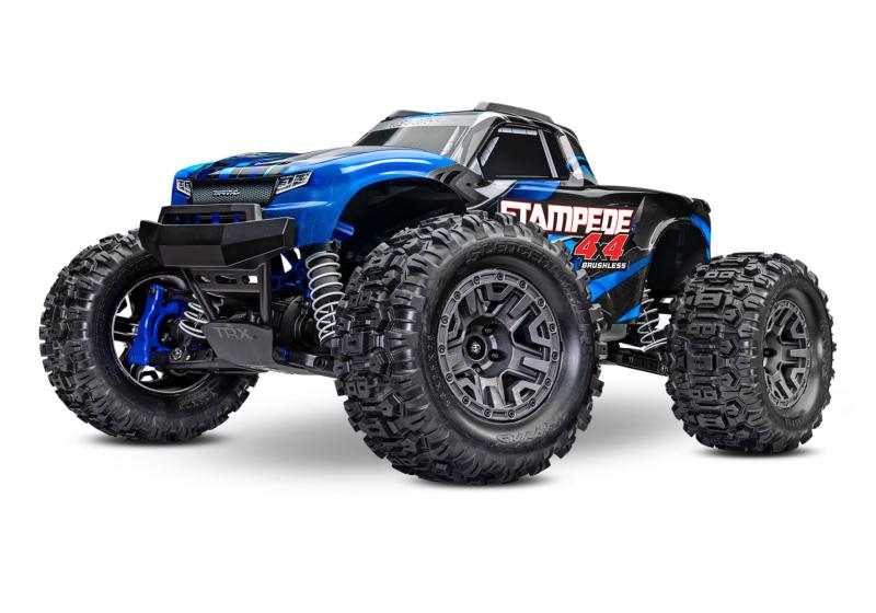 PACK ECO TRAXXAS STAMPEDE 1/10 4X4 BRUSHLESS BL-2S BLEU LIPO 2S CHARGEUR RAPIDE SAC OFFERT