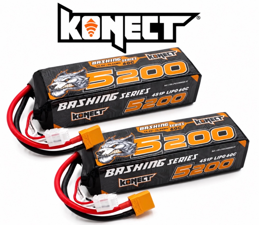 KONECT LIPO 5200 MAH 14.8V 60C - Bash XT90 PACK 2 BATTERIES