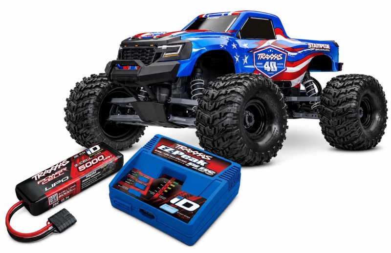 Traxxas Stampede 4X2 VX3 � monster truck RC Brushless 1/10 RTR 40TH PACK LIPO 3S CHARGEUR