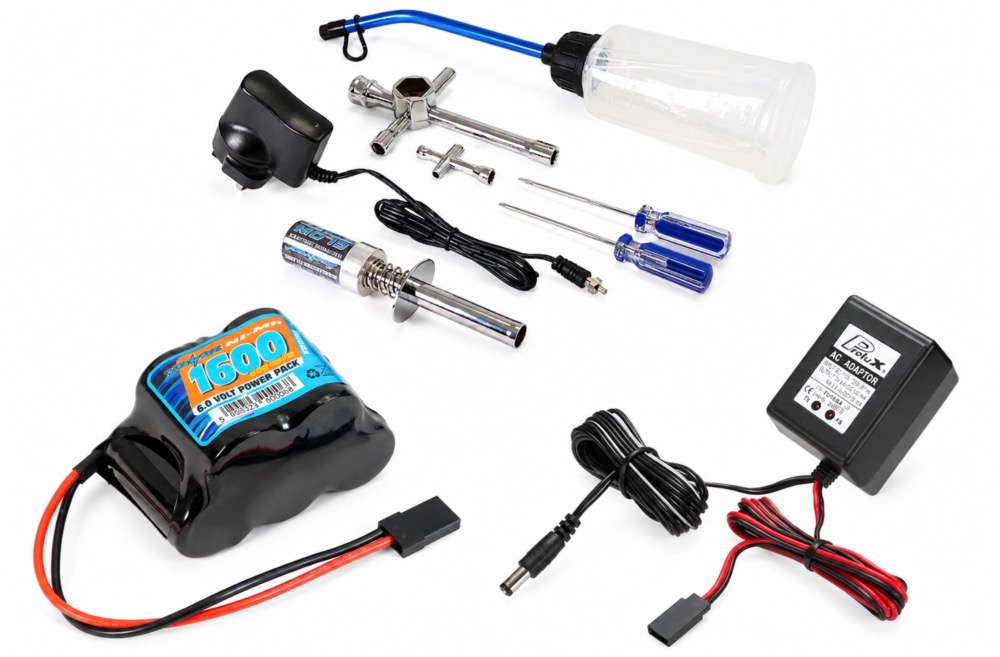 Pack Éco voiture RC thermique – Starter complet + Batterie 6V 1600mAh + Chargeur