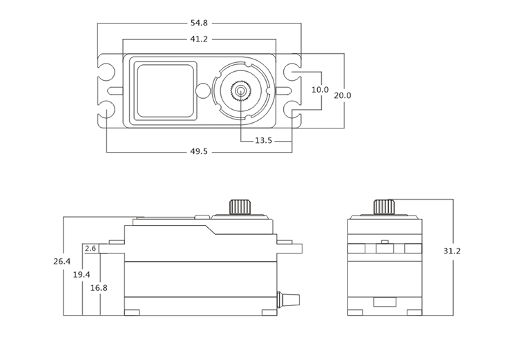 SRT CH6012 Coreless Servo HV Low Profile 12.0kg/0.06sec 7.4V