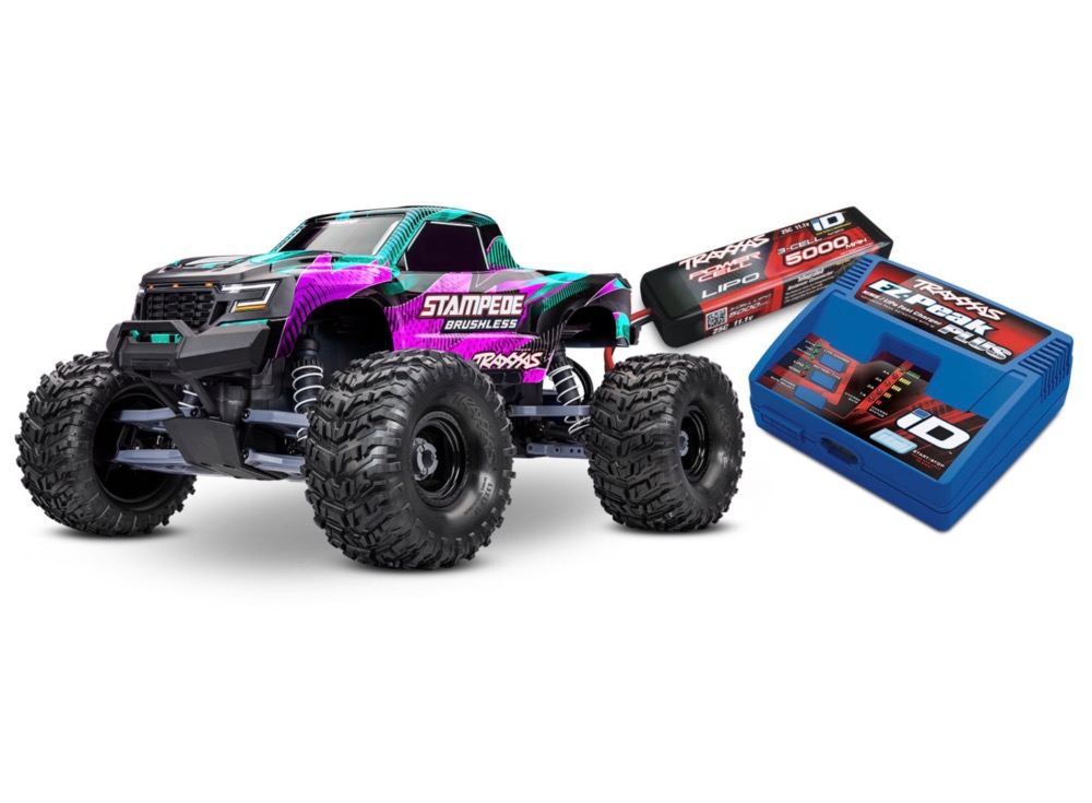 Traxxas Stampede 4X2 VX3 Brushless 1/10 RTR Rose � LiPo 3S + Chargeur
