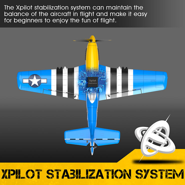 VOLANTEX P-51D MUSTANG V2 BLEU 4CH 400MM BRUSHED GYRO RTF