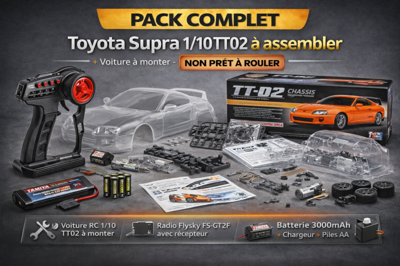 Toyota Supra TT02D Voiture Tamiya en kit PACK COMPLET