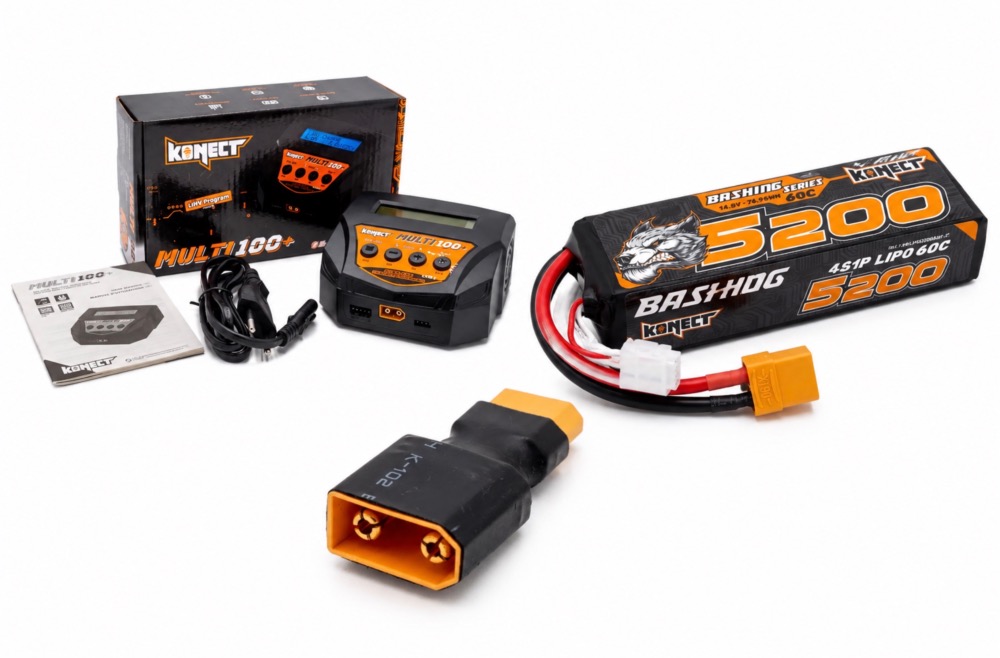 PACK eco Chargeur 10A 100W + Lipo 4S 5200 mah 60C XT90 KONECT