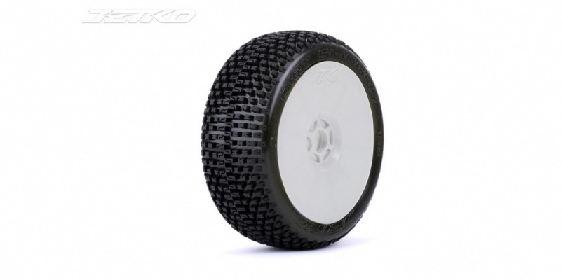 PNEUS BUGGY 1:8 DIRT STINGER ULTRA SOFT SUR JANTES blanches - JETKO JK1005USGW