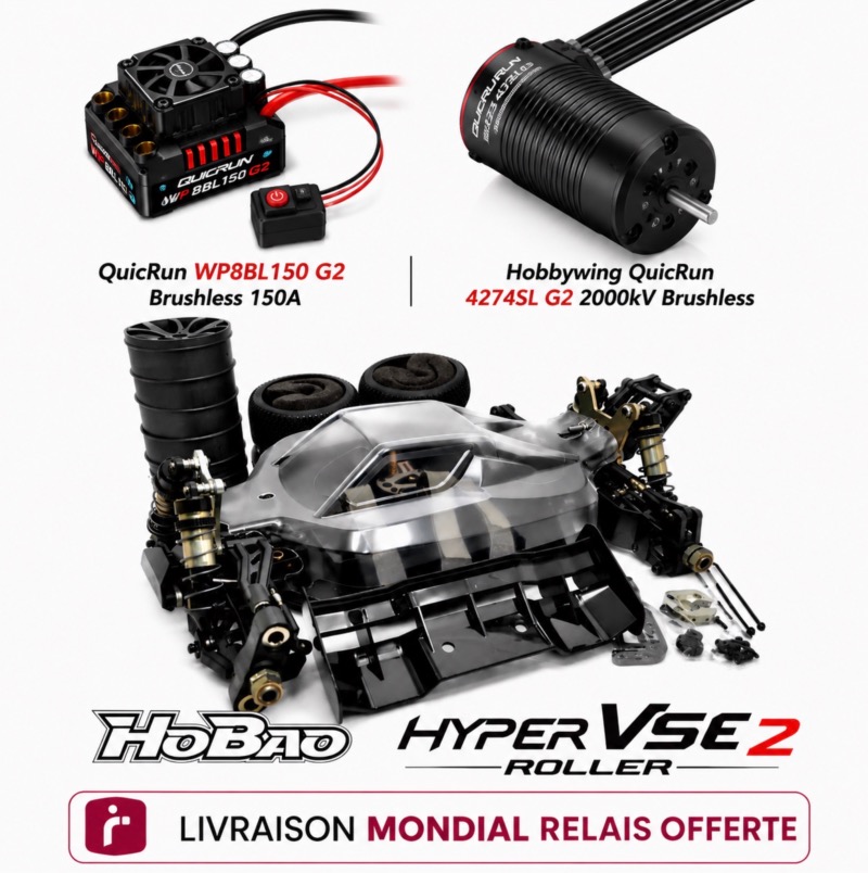 Buggy �lectrique 1/8 HoBao Hyper VS2 Roller + Combo Hobbywing
