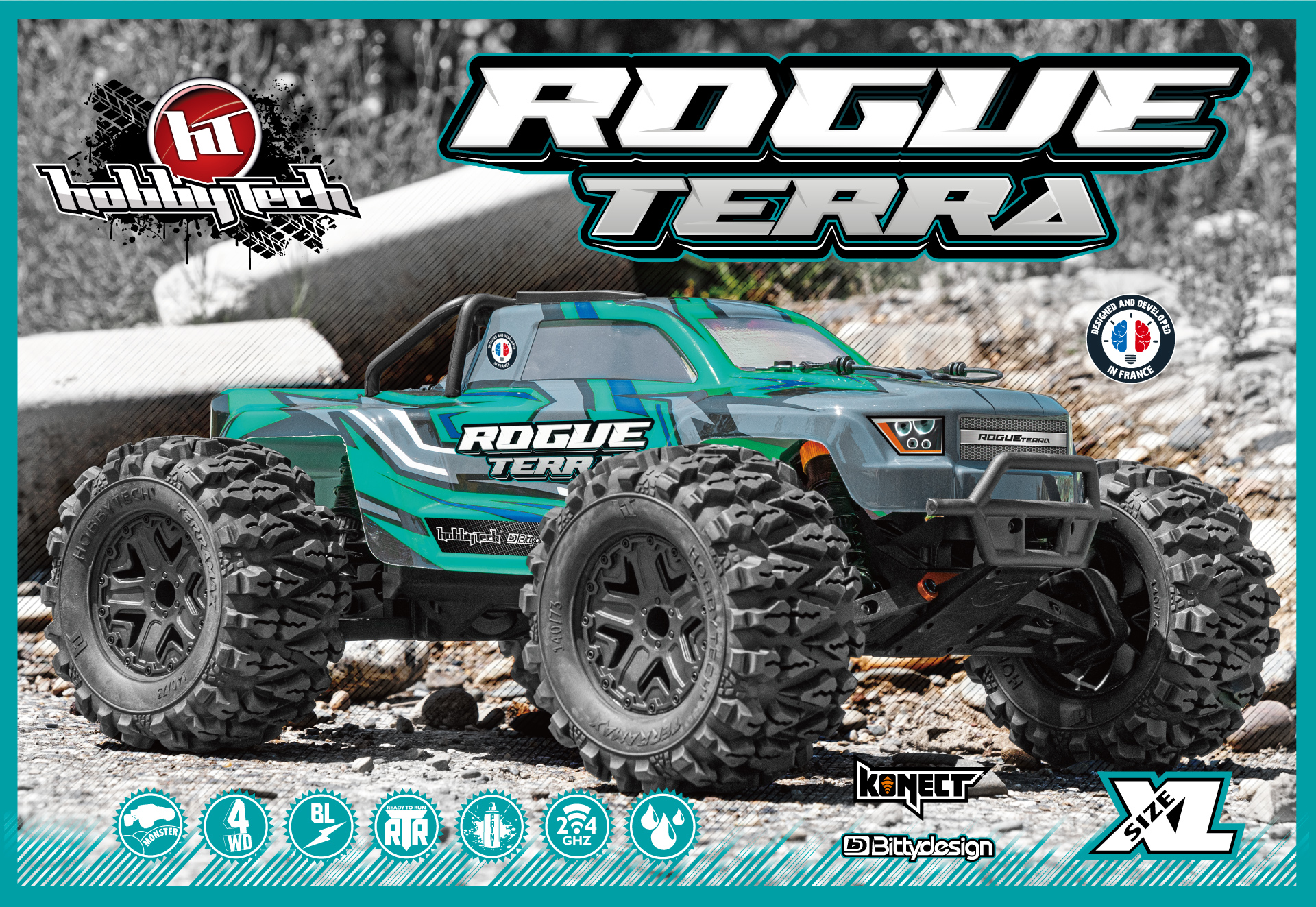 HOBBYTECH ROGUE TERRA  MONSTER RC BRUSHLESS 1/10 XL RTR (VERT)