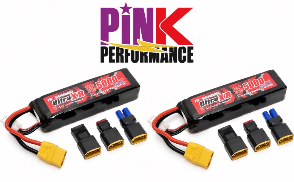 LiPo 3S 11.1V 5000Mah 50C - Low profile Pink Ultra XR PACK 2 batteries