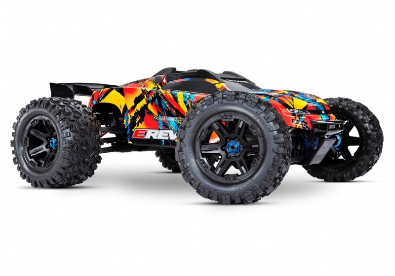 OFFRE SPÉCIALE TRAXXAS E-REVO - 4x4 - SOLAR FLARE - 1/10 BRUSHLESS - TSM - LIPO 6S ET CHARGEUR