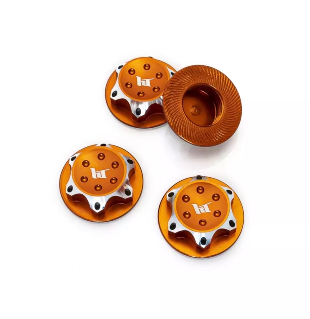 HOBBYTECH HTR-1910002 – Écrous de roues borgne aluminium 17 mm orange pour voiture RC
